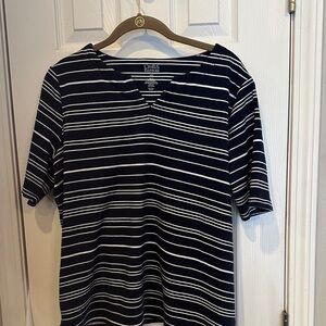 Croft & Barrow Navy and White Striped Tee